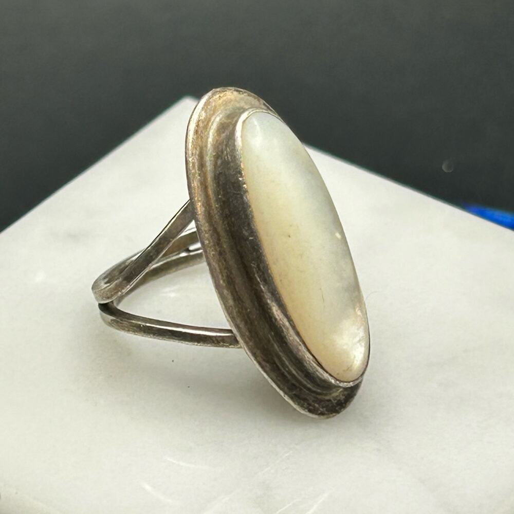 Native American large mother of pearl 925 sterling silver ring #J31 size 5.5